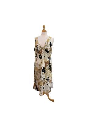 Vntg 90’s Women's Just Choon Floral Sleeveless slip Dress Juniors 17 White Brown
